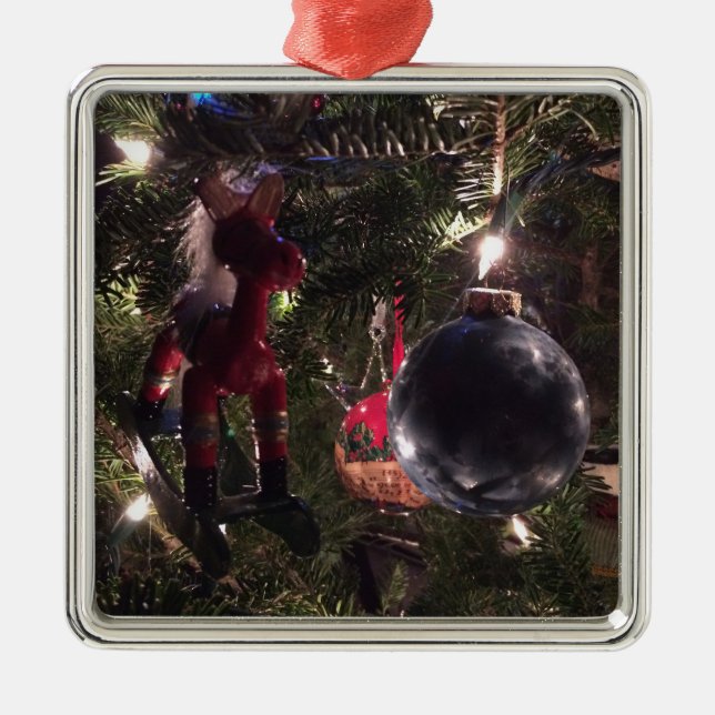 Ornamento De Metal Cavalo de Pedra de Árvore de Natal (Frente)
