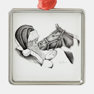 Ornamento De Metal Cavalo e Papai Noel do Natal para o Natal