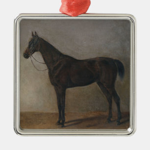 Ornamento De Metal Cavalo Marrom escuro (Arte Animal Vintage)