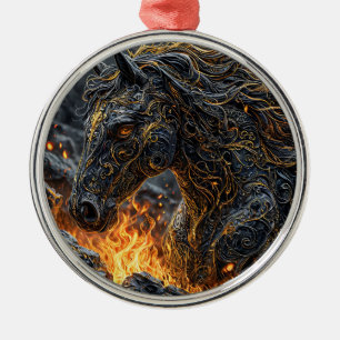 Ornamento De Metal Cavalo no fogo