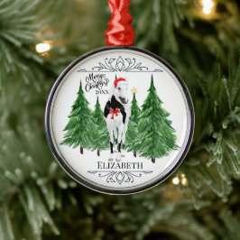 Ornamento De Metal Cavalo Personalizado em Aquarela no Natal