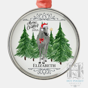 Ornamento De Metal Cavalo Personalizado em Aquarela no Natal