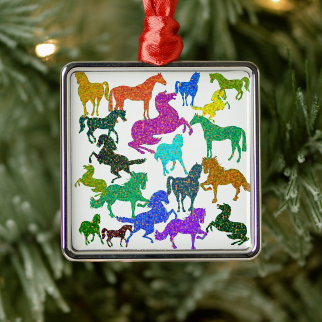 Ornamento De Metal Cavalos Arco-Íris - "Dotty sobre Cavalos!" (Árvore)
