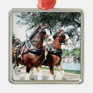 Ornamento De Metal Cavalos Clydesdale