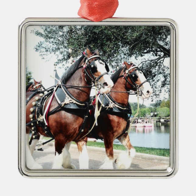 Ornamento De Metal Cavalos Clydesdale (Frente)