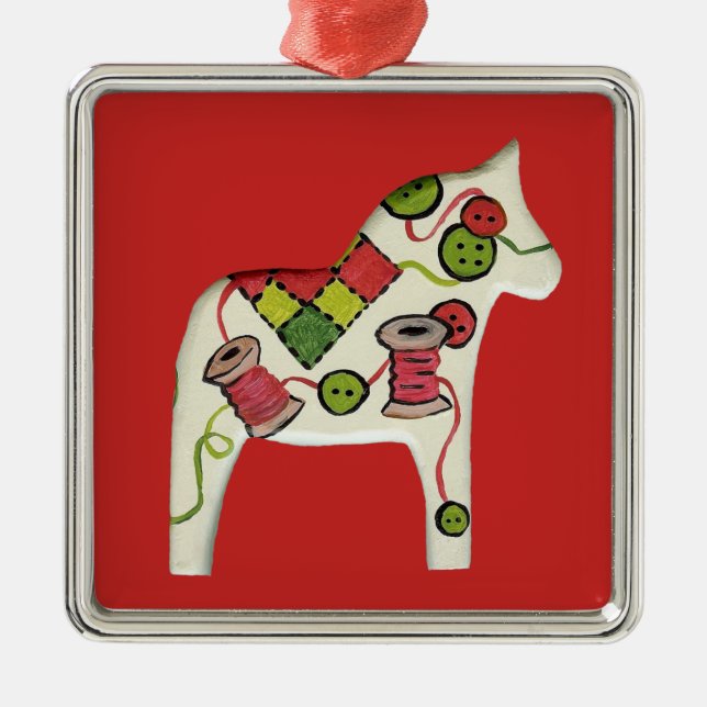 Ornamento De Metal Cavalos de Natal de Quilter (Frente)