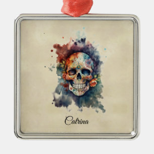 Ornamento De Metal Caveira Custom Hermosa Dia dos Mortos