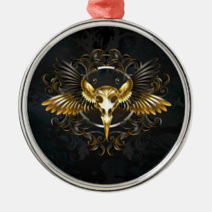 Ornamento De Metal Caveira de ouro sobre fundo preto