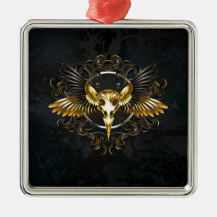 Ornamento De Metal Caveira de ouro sobre fundo preto