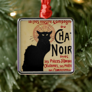 Ornamento De Metal Ce Soir Chat Noir Black Cat, Vintage Art Nouveau