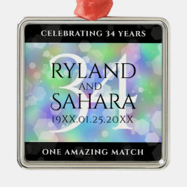 Ornamento De Metal Celebração do 34º aniversário de casamento da Opal