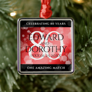 Ornamento De Metal Celebração do Aniversário de Casamento da 80 Ruby 