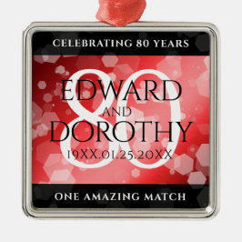 Ornamento De Metal Celebração do Aniversário de Casamento da 80 Ruby