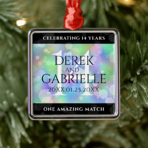 Ornamento De Metal Celebração do Aniversário de Casamento de Opal da 