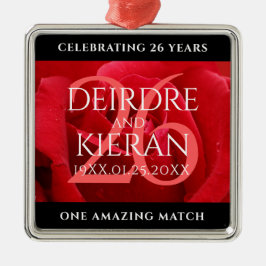 Ornamento De Metal Celebração do Aniversário de Casamento do Rosa Ele