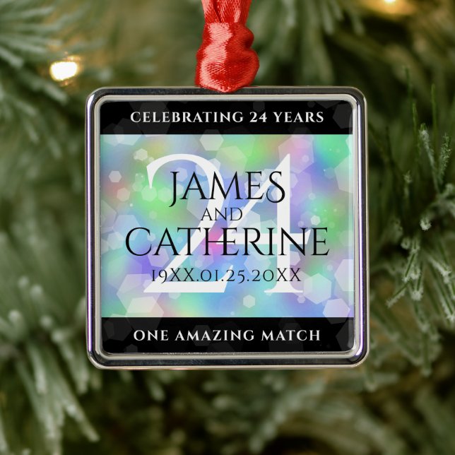 Ornamento De Metal Celebração do Aniversário de Casamento Opal 24 (Árvore)