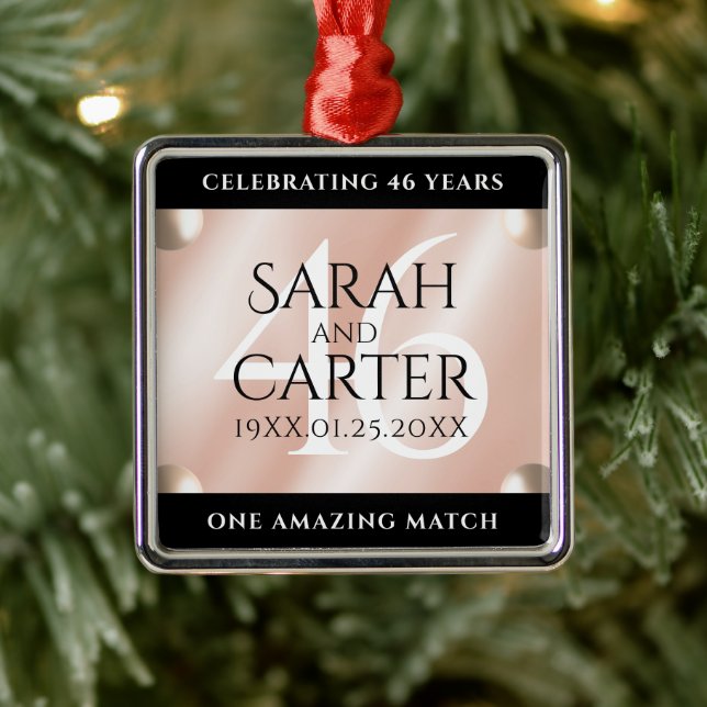 Ornamento De Metal Celebração do Aniversário de Casamento Pearl 46 (Árvore)