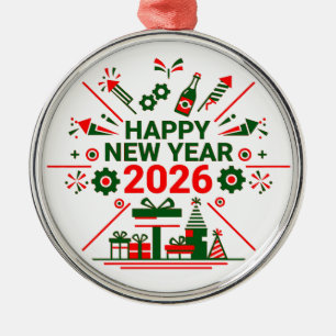 Ornamento De Metal Celebração do feliz ano novo 2026