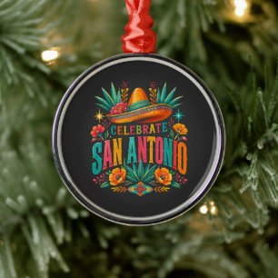 Ornamento De Metal Celebre a Cultura da Fiesta de San Antonio 2026