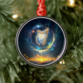 Ornamento De Metal Celestial Harp of the Moonbound Skies.