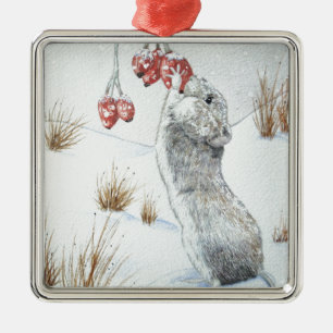 Ornamento De Metal cena da neve dos animais selvagens com imagem do