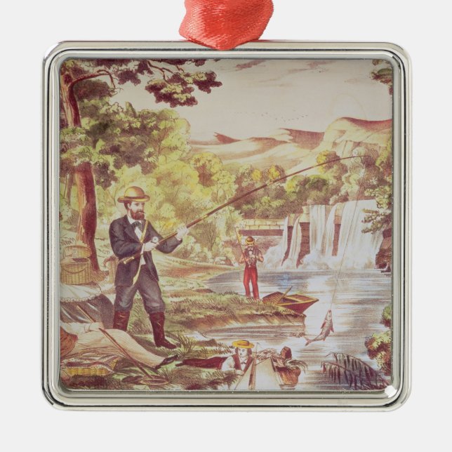 Ornamento De Metal Cena da pesca (Frente)