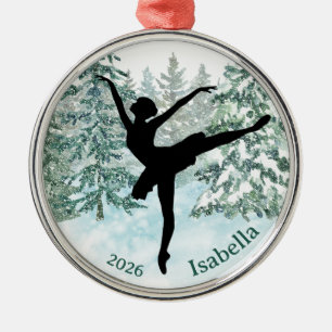 Ornamento De Metal Cena de Inverno com Silhueta de Bailarina