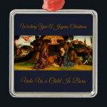 Ornamento De Metal Cena Natal da Santa Família<br><div class="desc">Natais vintages Cena de Natividade da Santa Família Maria e José com o bebê Jesus num estábulo.</div>