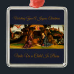 Ornamento De Metal Cena Natal da Santa Família<br><div class="desc">Natais vintages Cena de Natividade da Santa Família Maria e José com o bebê Jesus num estábulo.</div>