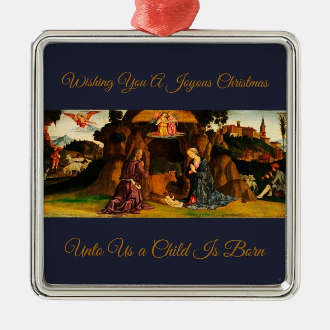 Ornamento De Metal Cena Natal da Santa Família (Frente)
