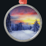 Ornamento De Metal Cenário de inverno<br><div class="desc">Cenário de inverno</div>