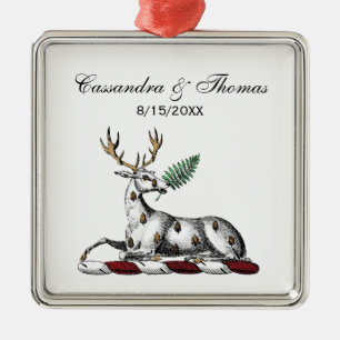Ornamento De Metal Cervo com Emblema de Crista Heráldica de Samambaia