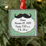 Ornamento De Metal Chalkboard Sr. Yellow e Green Zigzag Chevron<br><div class="desc">Chalkboard Sr. Yellow e Turquoise Baby Stats</div>