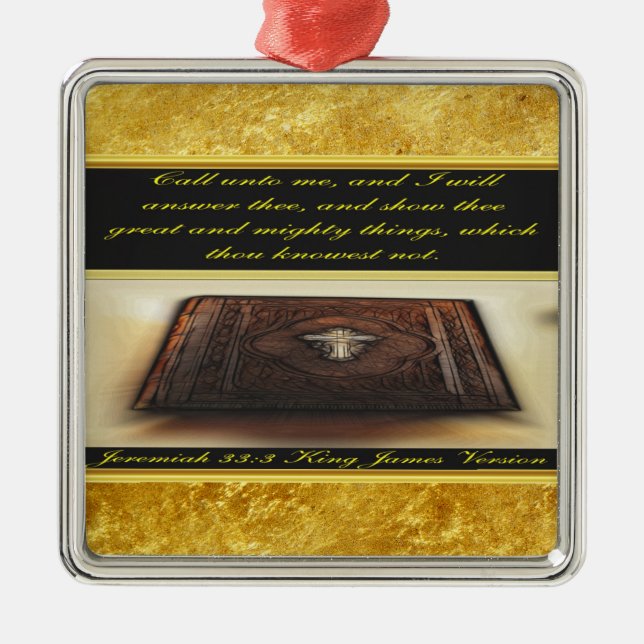 Ornamento De Metal Chame-me e eu responderei ao Jeremiah 33:3 (Frente)