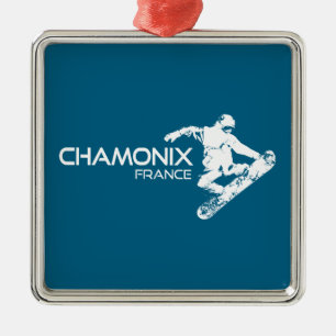 Ornamento De Metal Chamonix França Snowboarder