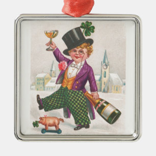 Ornamento De Metal Champanhe Shamrock do Dia de São Patrício Vintage