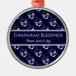 Ornamento De Metal CHANUKAH BLESSINGS Customized Dreidel GRAY