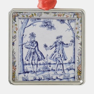 Ornamento De Metal Chapa que descreve uma cena 'do Flute mágico