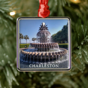 Ornamento De Metal Charleston SC Pineapple Fountain Christmas