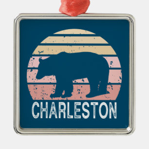 Ornamento De Metal Charleston West Virginia Retro Bear