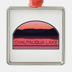 Ornamento De Metal Chautauqua Lake New York Red Sunrise