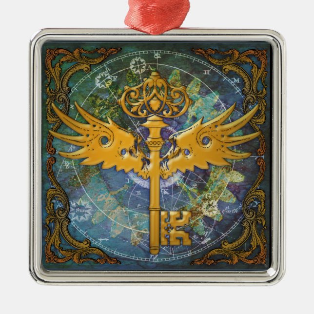 Ornamento De Metal Chave Winged Steampunk (Frente)