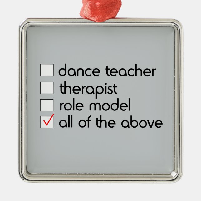 Ornamento De Metal Checklist para o professor de dança (Frente)