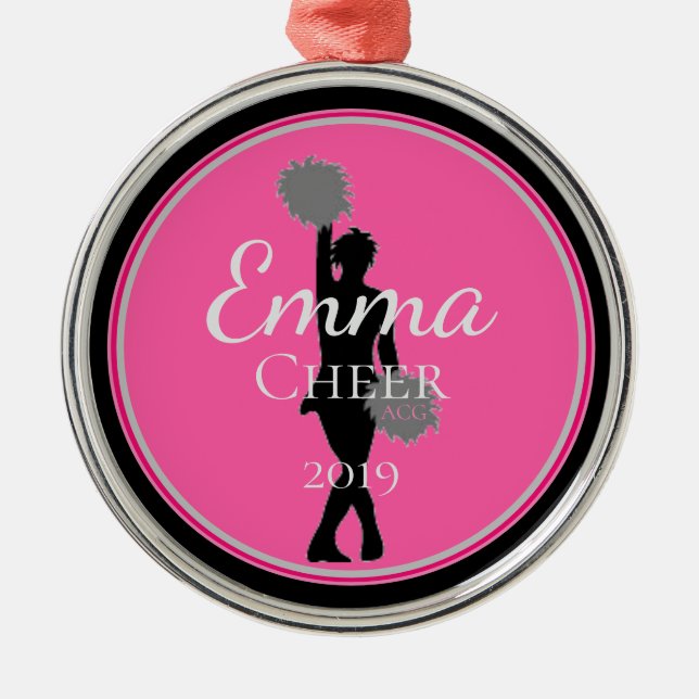 Ornamento De Metal Cheerleader de Encomenda Cheer (Frente)
