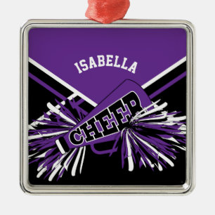 Ornamento De Metal Cheerleader - Roxo, Preto e Branco