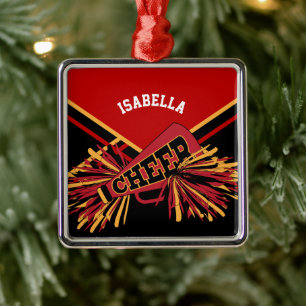Ornamento De Metal Cheerleader 📣 💖 - Vermelho escuro, Preto e D