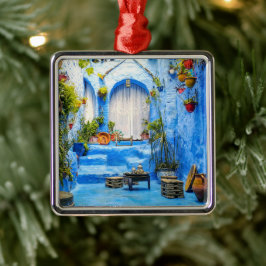 Ornamento De Metal Chefchaouen Blue City Marrocos Oil Painting Boho
