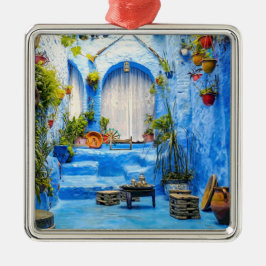 Ornamento De Metal Chefchaouen Blue City Marrocos Oil Painting Boho