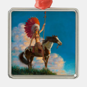 Ornamento De Metal Chefe Indígena Nativo Americano das Chieftess