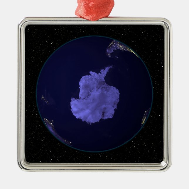 Ornamento De Metal Cheio Terra à noite mostrando luzes da cidade 7 (Frente)